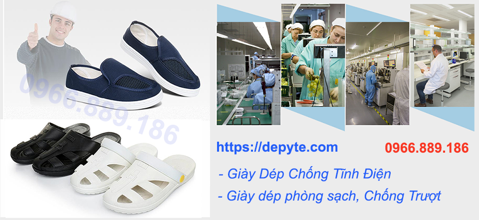 Giày dép chống tĩnh điện, dép phòng sạch chống trơn trượt chất lượng cao