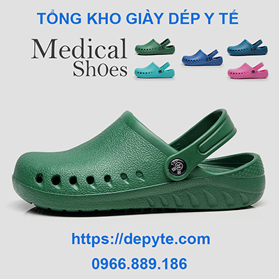 Dép đi trong nhà chống trượt - giày y khoa dành cho nam và nữ - Giày phẫu thuật chất lượng cao - Crocs- dép y tế có quai, có lỗ thoáng khí dùng trong y khoa