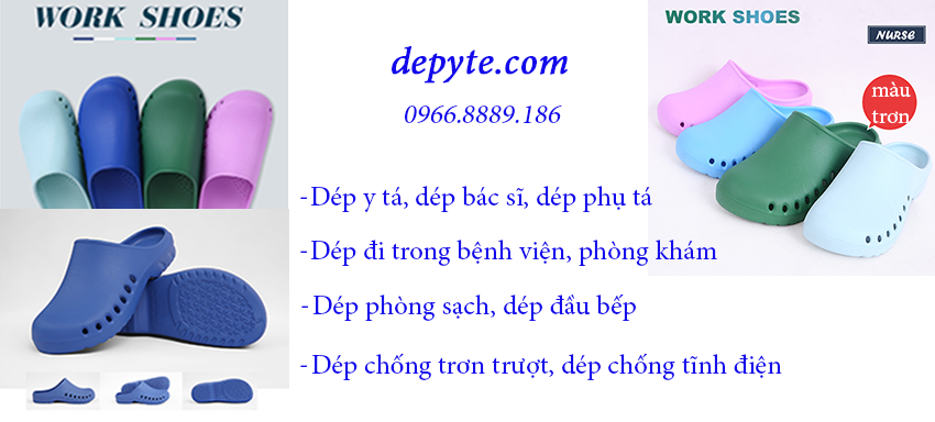 Dép nhựa y tế không quai,  dép bệnh viện, dép phòng khám,.... giày dép chuyên dụng trong môi trường y tế với công nghệ chống trơn trượt, có lưới thoáng khí